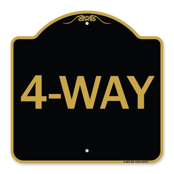 Signmission Designer Series Sign-4-Way, Black & Gold Aluminum Architectural Sign, 18" x 18", BG-1818-24374 A-DES-BG-1818-24374 - main